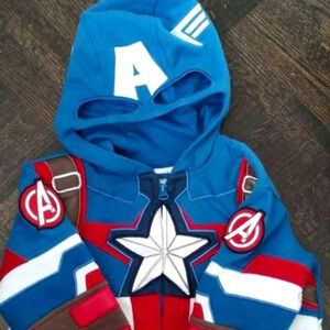 Marvel Captain America Hoodie  Masked Hood Mask- Sweatshirt Halloween